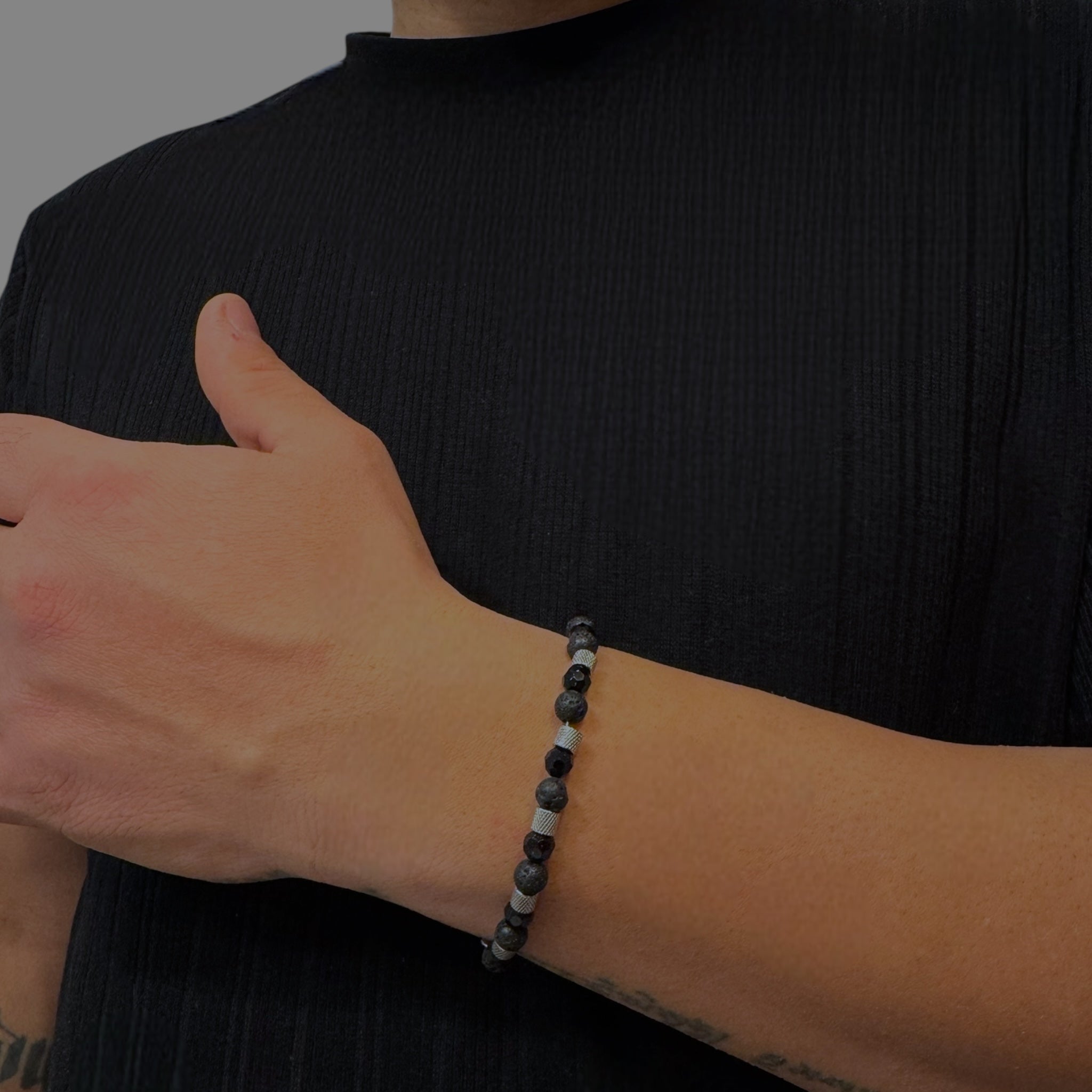 Bracciale onice sfaccettato con pietra lavica Sharifa Crystals